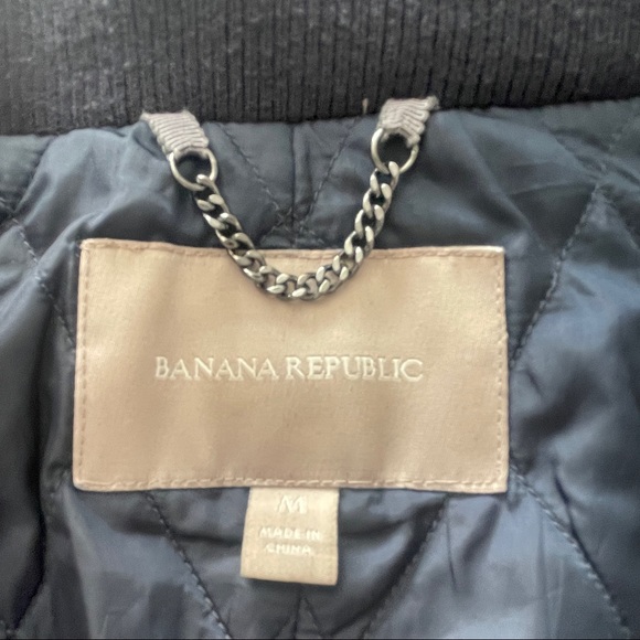 Banana Republic Navy Water Resistant Coat with Belt and Hood - Picture 5 of 8